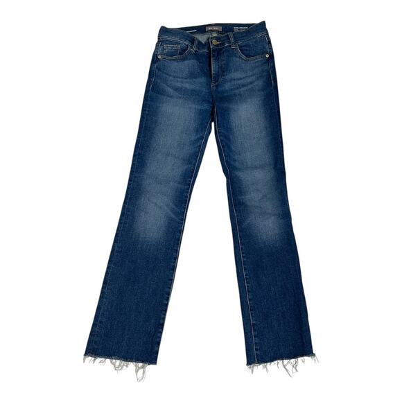 DL1961 Jeans Women's 25 Blue Mara Straight Mid Rise Instasculpt Ankle Frayed Hem - Picture 1 of 6